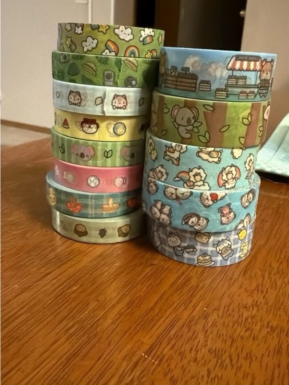 Cute Animal Pattern Washi Tape Set - Blue & Green